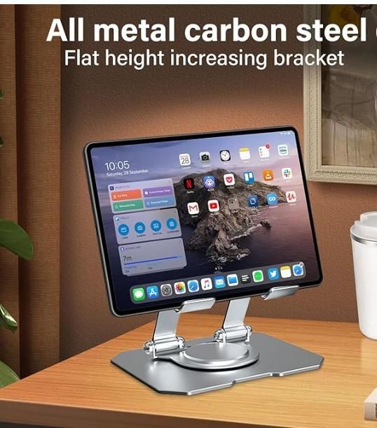 360° Rotating Tablet Stand | Adjustable & Foldable iPad Holder for Desk – Universal Mount for 4.7''–12.9'' Devices